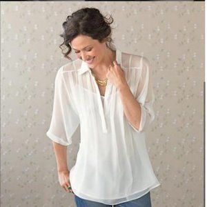NWT Sundance Ivory Silk Tunic Blouse Sz L